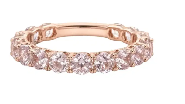Wish Fine Jewelry 7.6ct Kunzite 18K Gold Almost Eternity Band Ring