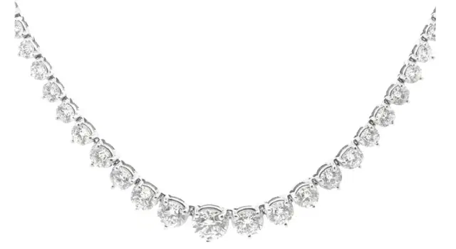 Wish Fine Jewelry 8.85ct Diamond 14K Gold Graduated Tennis Necklace