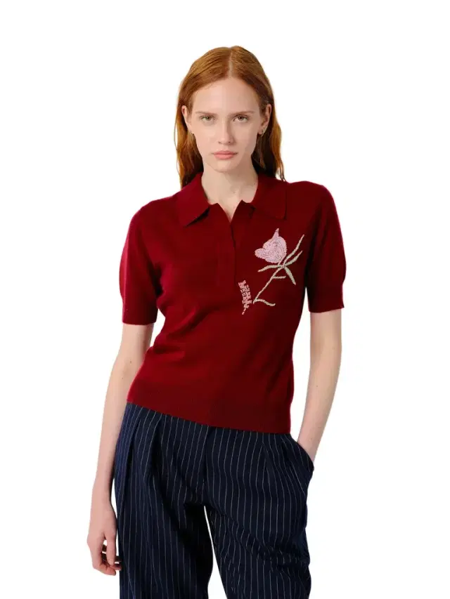 Aknvas The Ailey polo in burgundy cashmere wool
