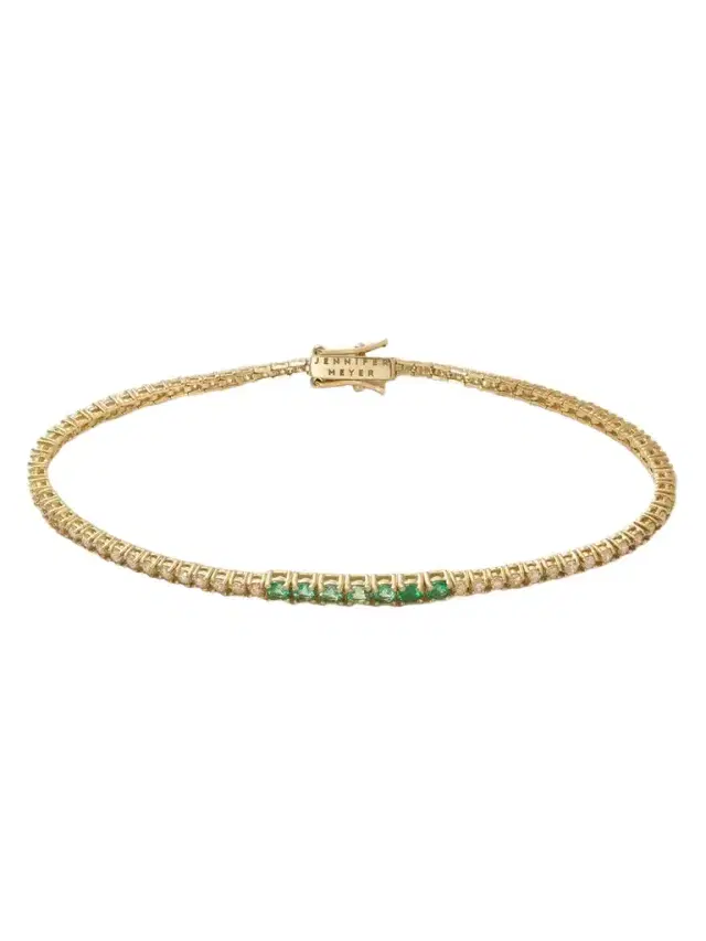 Jennifer Meyer 18-karat Gold, Diamond And Emerald Tennis Bracelet