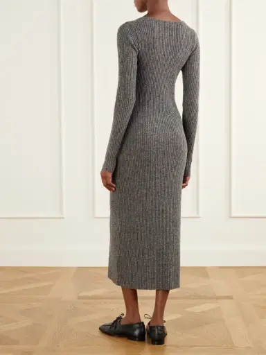 Auralee Ribbed Cashmere Midi Dress | Thumbnail 3 Auralee Ribbed Cashmere Midi Dress | Thumbnail 3
