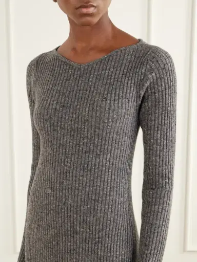 Auralee Ribbed Cashmere Midi Dress | Thumbnail 4 Auralee Ribbed Cashmere Midi Dress | Thumbnail 4