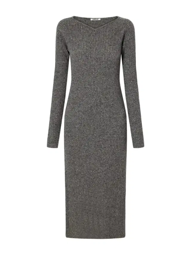 Auralee Ribbed Cashmere Midi Dress