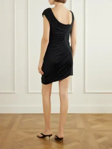 Versace Medusa-embellished Gathered Satin-crepe Mini Dress | Thumbnail 3 Versace Medusa-embellished Gathered Satin-crepe Mini Dress | Thumbnail 3