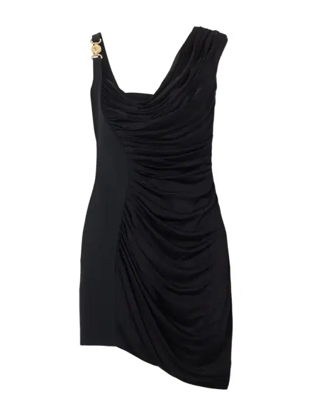 Versace Medusa-embellished Gathered Satin-crepe Mini Dress