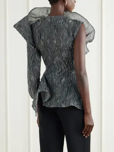 Maticevski Scintilla Asymmetric Crinkled-georgette Blouse | Thumbnail 3 Maticevski Scintilla Asymmetric Crinkled-georgette Blouse | Thumbnail 3