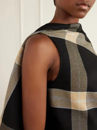 Loewe Asymmetric Checked Crepe Mini Dress | Thumbnail 4 Loewe Asymmetric Checked Crepe Mini Dress | Thumbnail 4
