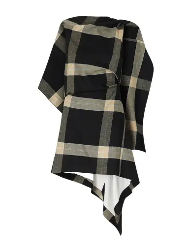 Loewe Asymmetric Checked Crepe Mini Dress | Thumbnail 1 Loewe Asymmetric Checked Crepe Mini Dress | Thumbnail 1