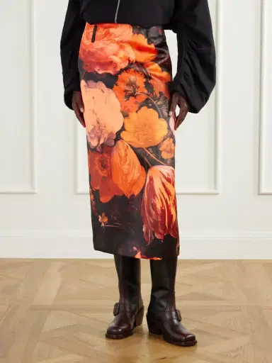 Dries Van Noten Floral-print Satin-duchesse Midi Skirt | Thumbnail 3