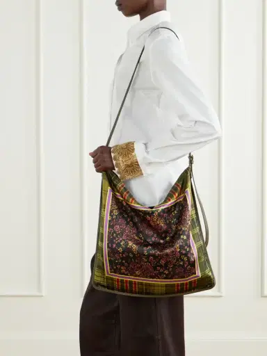 Dries Van Noten Printed Leather-trimmed Satin Shoulder Bag | Thumbnail 2 Dries Van Noten Printed Leather-trimmed Satin Shoulder Bag | Thumbnail 2