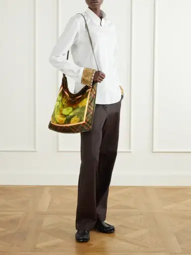 Dries Van Noten Printed Leather-trimmed Satin Shoulder Bag | Thumbnail 3 Dries Van Noten Printed Leather-trimmed Satin Shoulder Bag | Thumbnail 3