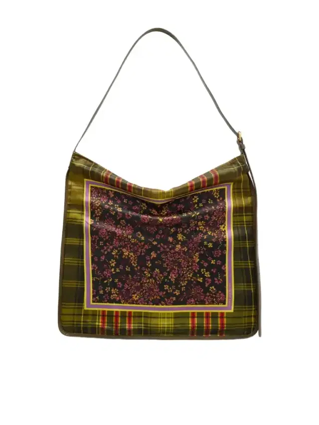 Dries Van Noten Printed Leather-trimmed Satin Shoulder Bag