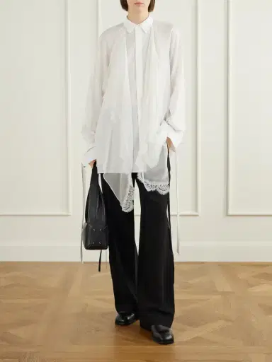 Ann Demeulemeester Sini Silk-trimmed Cotton Shirt | Thumbnail 2