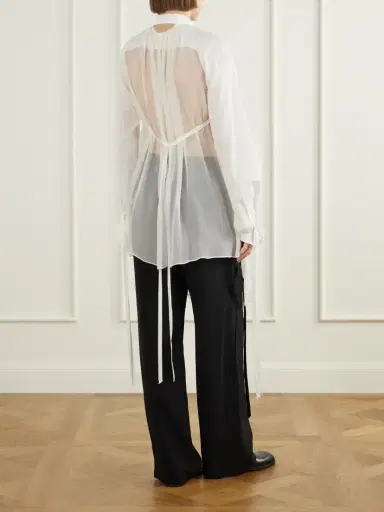 Ann Demeulemeester Sini Silk-trimmed Cotton Shirt | Thumbnail 3