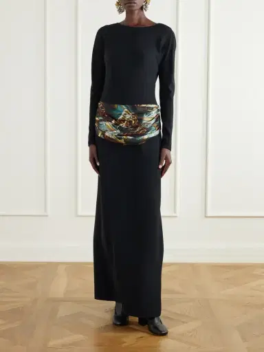 Dries Van Noten Belted Crepe-satin Maxi Dress | Thumbnail 3 Dries Van Noten Belted Crepe-satin Maxi Dress | Thumbnail 3