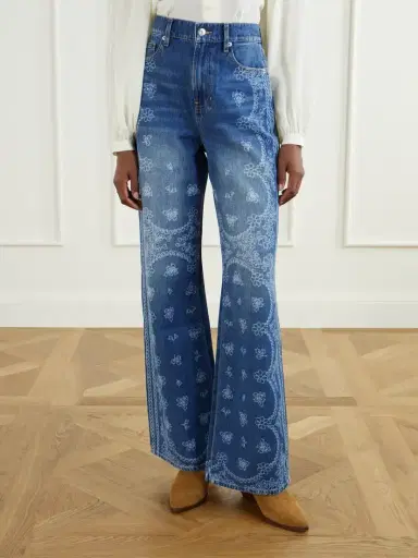 Veronica Beard Taylor Printed High-rise Wide-leg Jeans | Thumbnail 3