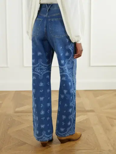 Veronica Beard Taylor Printed High-rise Wide-leg Jeans | Thumbnail 4
