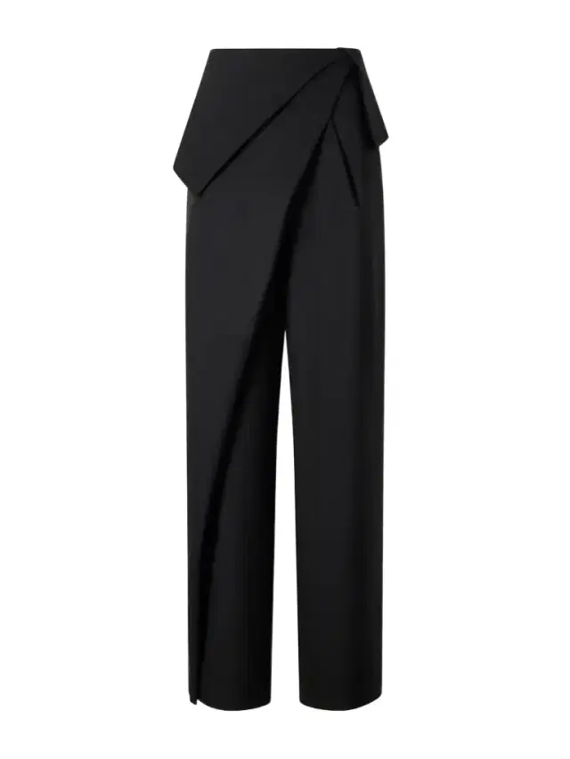 Gathered Wool High-waist Wide-leg Pants