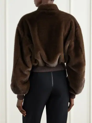 Stella McCartney Cropped Plush Bomber Jacket | Thumbnail 3