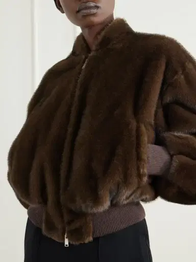Stella McCartney Cropped Plush Bomber Jacket | Thumbnail 4