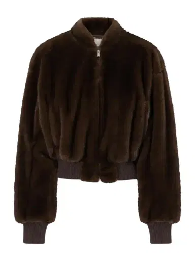 Stella McCartney Cropped Plush Bomber Jacket | Thumbnail 1