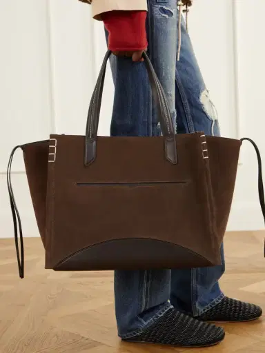 JW Anderson Loafer Cabas Leather-trimmed Suede Tote | Thumbnail 2