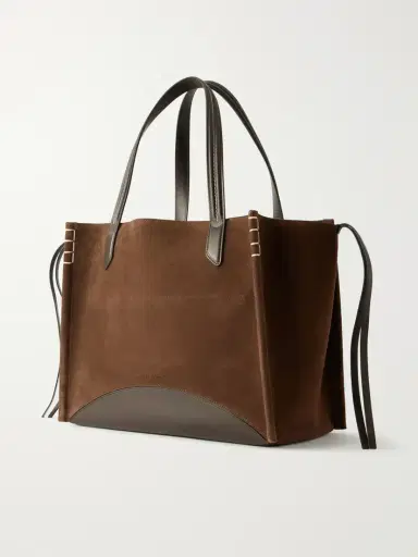 JW Anderson Loafer Cabas Leather-trimmed Suede Tote | Thumbnail 4