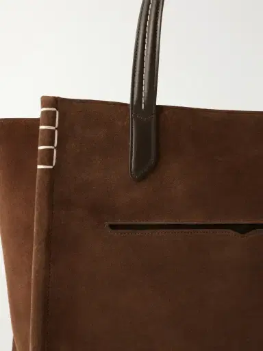 JW Anderson Loafer Cabas Leather-trimmed Suede Tote | Thumbnail 5