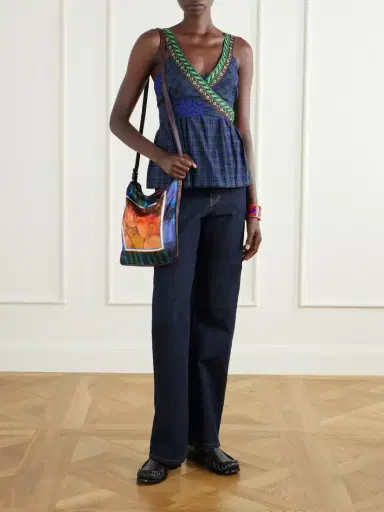 Dries Van Noten Printed Leather-trimmed Satin Shoulder Bag | Thumbnail 3 Dries Van Noten Printed Leather-trimmed Satin Shoulder Bag | Thumbnail 3
