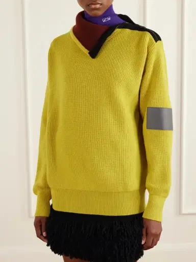 Loewe Zip-detailed Leather-trimmed Ribbed Wool-blend Turtleneck Sweater | Thumbnail 3 Loewe Zip-detailed Leather-trimmed Ribbed Wool-blend Turtleneck Sweater | Thumbnail 3