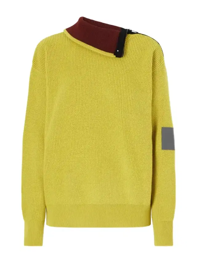 Loewe Zip-detailed Leather-trimmed Ribbed Wool-blend Turtleneck Sweater