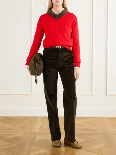 Loewe Plush-trimmed Ribbed Wool Sweater | Thumbnail 2