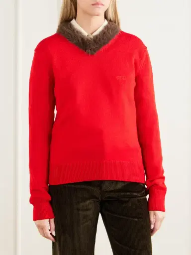 Loewe Plush-trimmed Ribbed Wool Sweater | Thumbnail 3