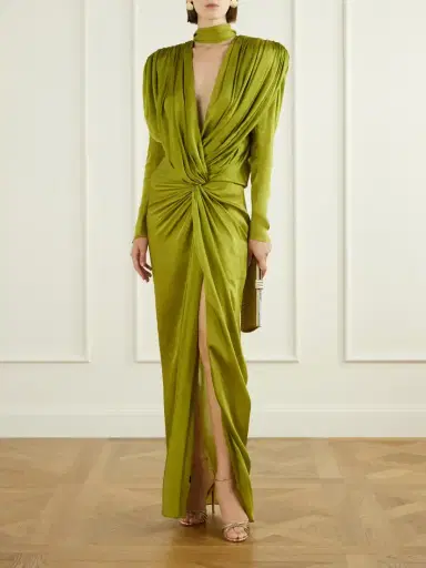 Balmain Draped Silk-charmeuse Maxi Dress | Thumbnail 2