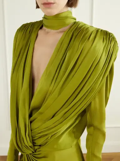 Balmain Draped Silk-charmeuse Maxi Dress | Thumbnail 4