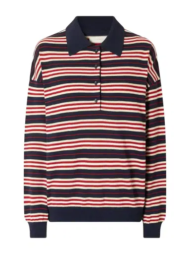 Faithfull Harlow Striped Knitted Polo Shirt | Thumbnail 1 Faithfull Harlow Striped Knitted Polo Shirt | Thumbnail 1