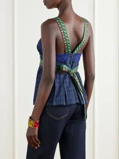 Dries Van Noten Embellished Wrap Checked Cotton Top | Thumbnail 3 Dries Van Noten Embellished Wrap Checked Cotton Top | Thumbnail 3
