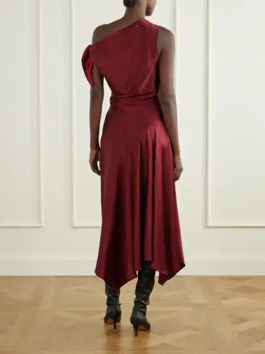 Staud Portia Tie-detailed Draped Silk-satin Dress | Thumbnail 3