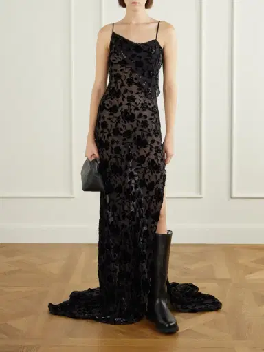 Ann Demeulemeester Aaricia Asymmetric Velvet-devoré Tulle Maxi Dress | Thumbnail 2