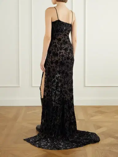 Ann Demeulemeester Aaricia Asymmetric Velvet-devoré Tulle Maxi Dress | Thumbnail 3