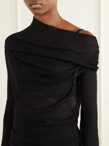 Ann Demeulemeester Tizziana Off-the-shoulder Wool Blouse | Thumbnail 4