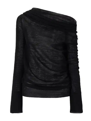 Ann Demeulemeester Tizziana Off-the-shoulder Wool Blouse | Thumbnail 1