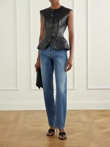 Magda Butrym Cropped Full-grain Leather Vest | Thumbnail 2 Magda Butrym Cropped Full-grain Leather Vest | Thumbnail 2