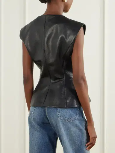 Magda Butrym Cropped Full-grain Leather Vest | Thumbnail 3 Magda Butrym Cropped Full-grain Leather Vest | Thumbnail 3
