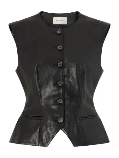 Magda Butrym Cropped Full-grain Leather Vest | Thumbnail 1 Magda Butrym Cropped Full-grain Leather Vest | Thumbnail 1
