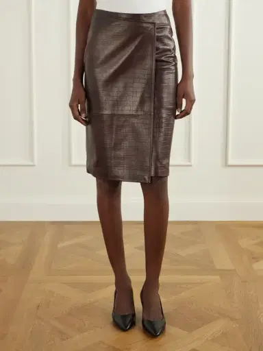 Nour Hammour Origami Croc-effect Leather Midi Wrap Skirt | Thumbnail 3 Nour Hammour Origami Croc-effect Leather Midi Wrap Skirt | Thumbnail 3
