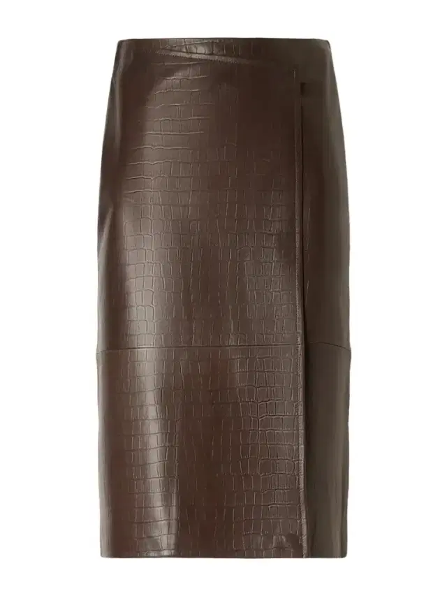 Nour Hammour Origami Croc-effect Leather Midi Wrap Skirt