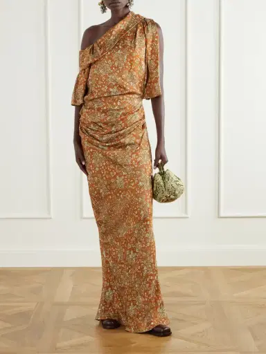 Dries Van Noten One-shoulder Gathered Floral-print Crepe Midi Dress | Thumbnail 2 Dries Van Noten One-shoulder Gathered Floral-print Crepe Midi Dress | Thumbnail 2