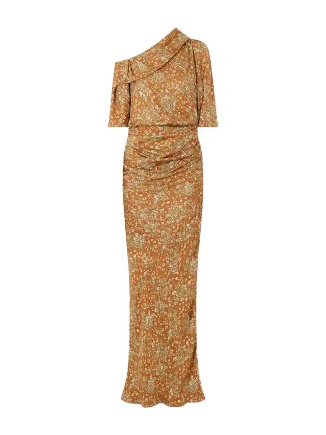 Dries Van Noten One-shoulder Gathered Floral-print Crepe Midi Dress