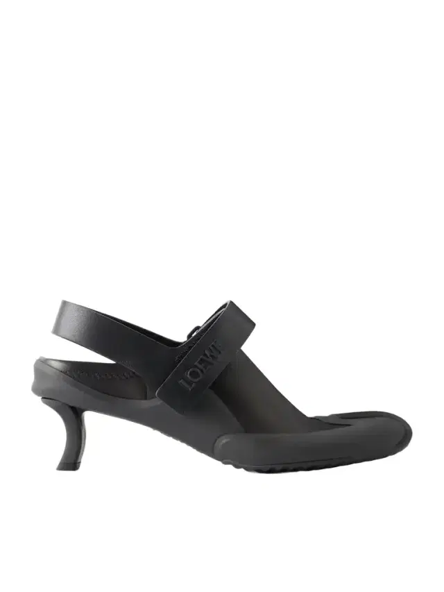 Loewe Dive 45 Logo-detailed Rubber-trimmed Leather Slingback Pumps
